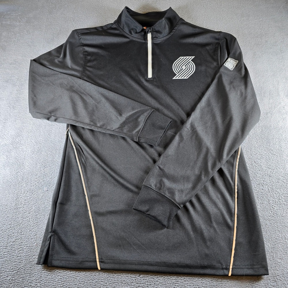 NBA Portland Trail Blazers Quarter Zip Pullover Black Large Long Sleeve Shirt